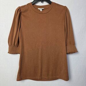 Lucky Brand Rust Brown Puff Sleeve Top S